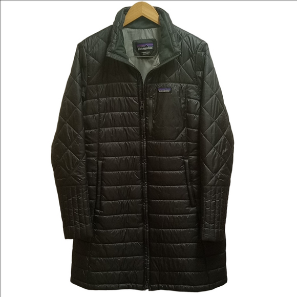 ❄️PATAGONIA "RADALIE" DARK GRAY LONG QUILTED PUFFER WOMEN'S PARKA COAT - Picture 2 of 13